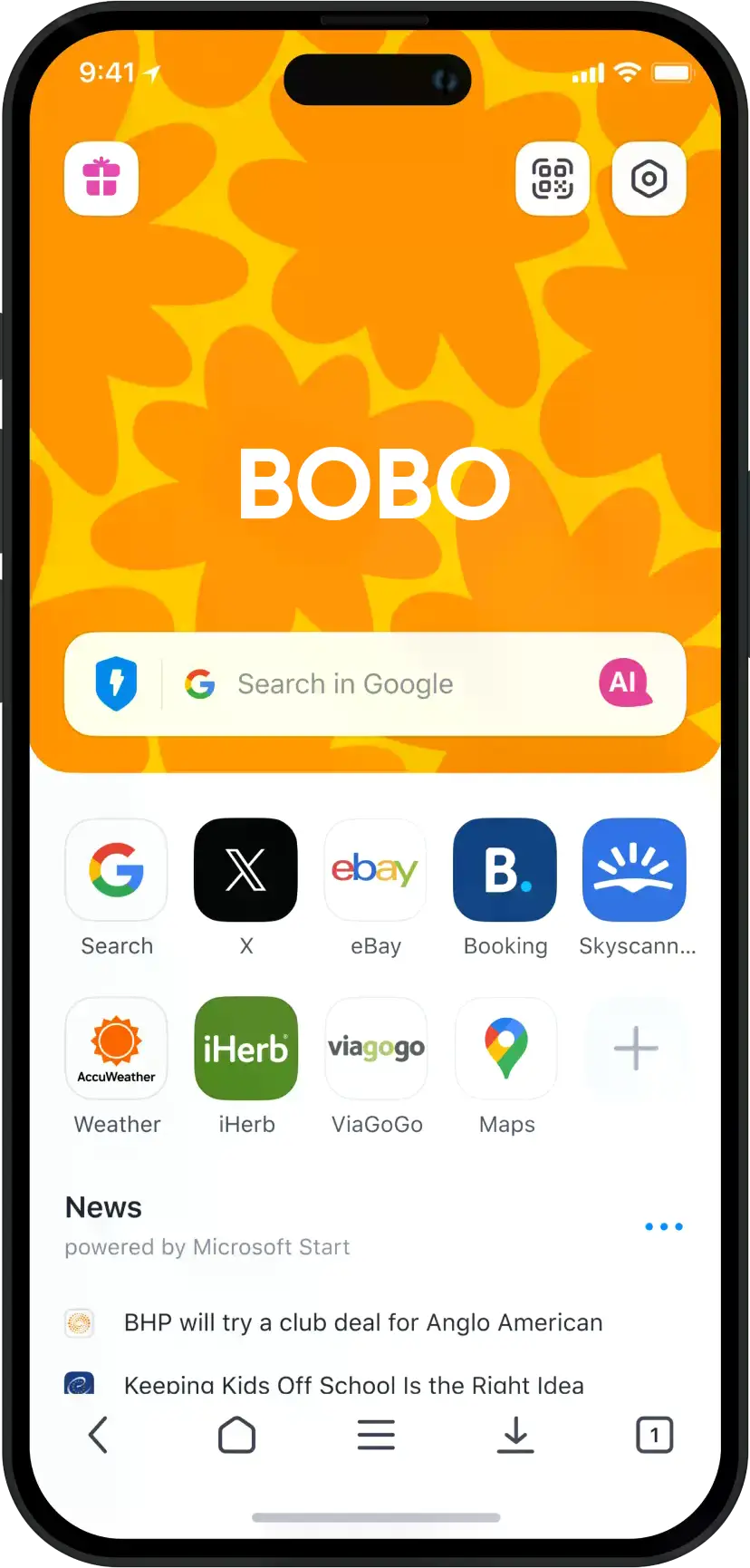 AdBlock is built into BOBO Browser and increases your privacy